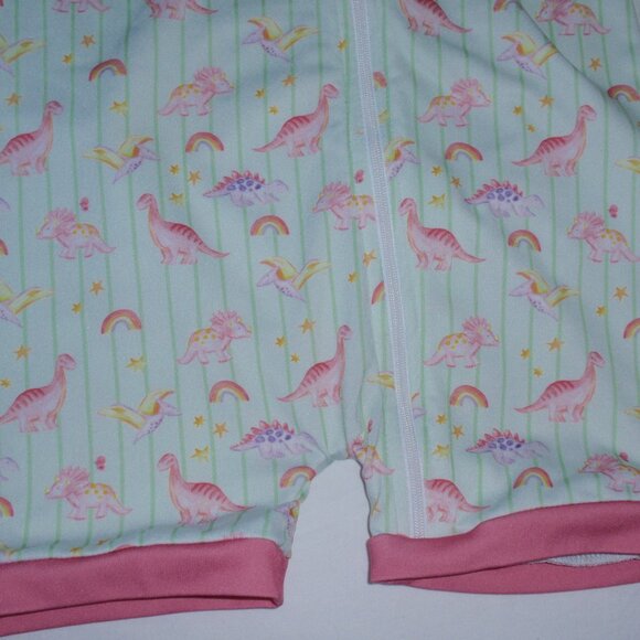 Smocking Bird Dinosaurs Girls Pink Shortie Short Sleeve Pajamas Zip Up 2t - Picture 7 of 11